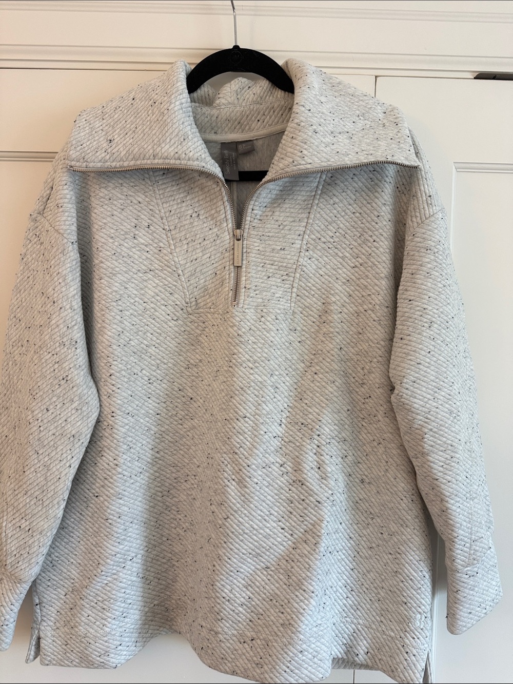 Sweaty Betty Light Gray Speckled Quarter-Zip Pullover